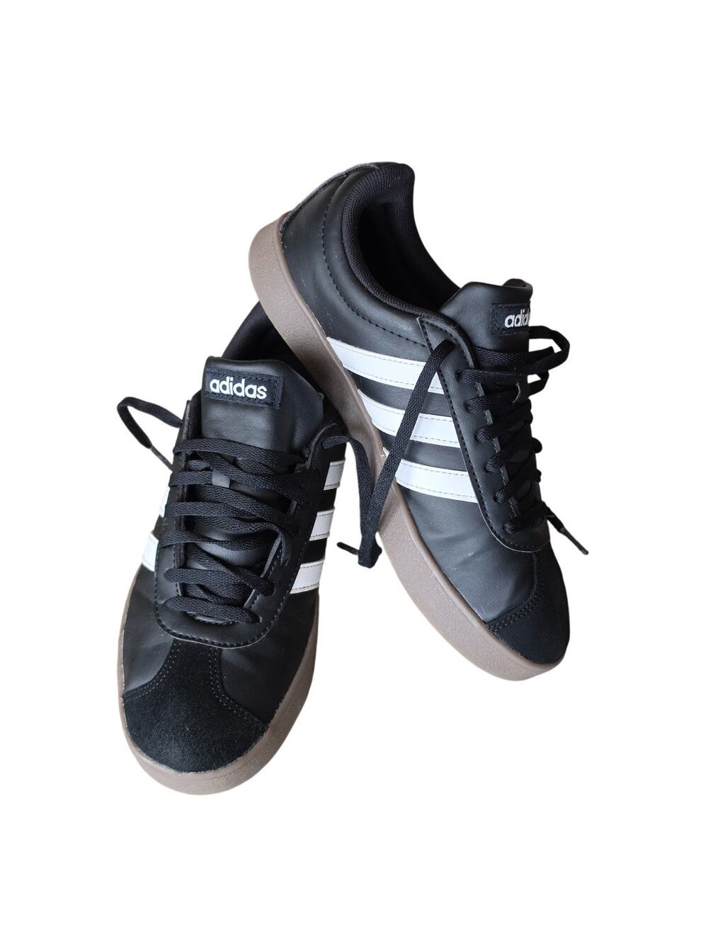 Adidas Core Black VL Court 3.0 Trainers Shoes Lace Up Sneakers Youth Boys Size 6